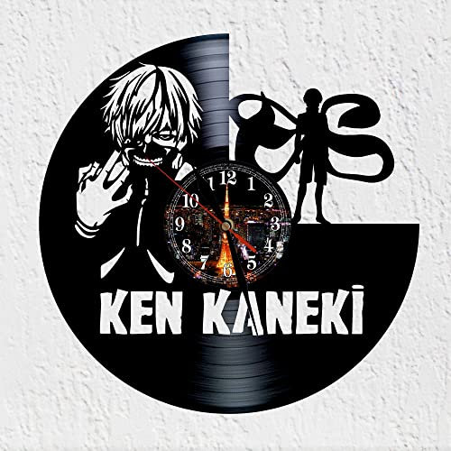 VINY WOODY Silhouette Ken Kaneki Anime Charakter Vinyl Disc Wanduhr
