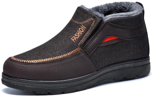 AZMAHT Chaussures Orthopédiques Homme Hiver Chaud Fourrure Chaussures pour Pied Gonflé Chaussures pour Personnes âgées gonflées de Pied de Chaussons Orthopédiques,Noir,41 EU