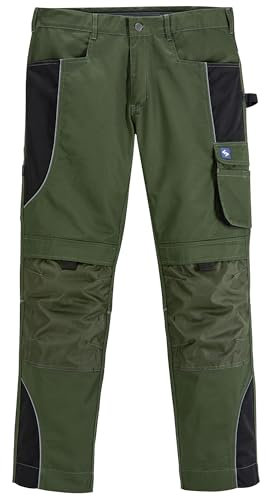 Scheibler Arbeitshosen Männer Reflektierende Cargohose Herren Bequeme Schnittschutzhose Outdoor Hose mit Multifunktionalen Taschen Oliv/Schwarz 54