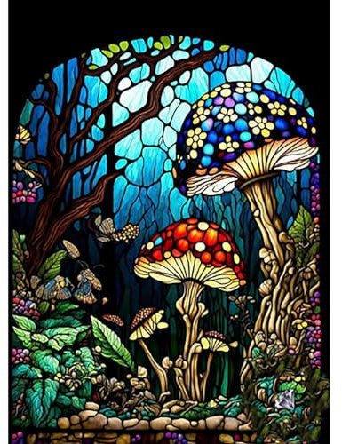 Lonmo Art Diamond Painting Set für Erwachsene,Pilz Diamond Painting Kits,5D Diamant Malerei für Geschenk Home Wall Decor (30X40CM)