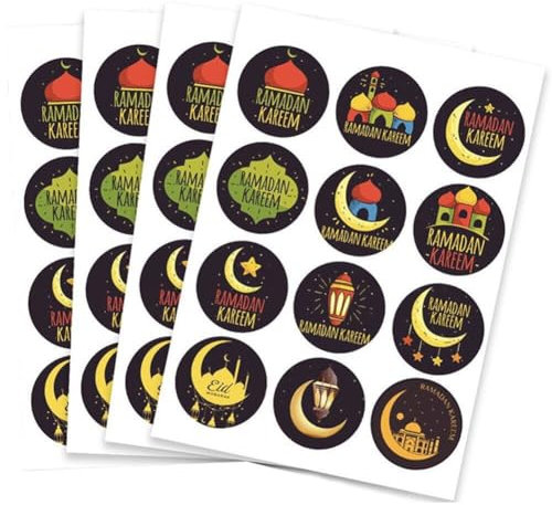 4 Blätter Eid Mubarak -Aufkleber, Ramadan -Aufkleber Für Geschenktüten Kisten, Versiegelungsetikett -Aufkleber Für Eid Ramadan Hüllkurvenverpackung Verpackungs -Tags Dekoration