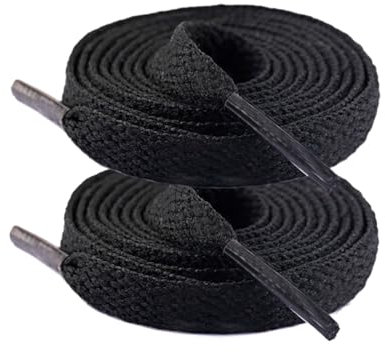 HappyStream 2 Paar 100 cm Länge Flache Schnürsenkel Schwarz, 8 mm Breite Schnürsenkel, Schuhbänder für Sneakers, Sportschuhe, Laufschuhe, Turnschuhe