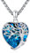 Eusense Baum des Lebens Halskette für Frauen 925 Sterling Silber Herz Kristall Anhänger Schmuck Geschenke für Frauen Mädchen