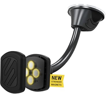 Scosche MXWDL Extra Strong MagicMount Magnetic Car Dashboard/Windshield Phone Holder, Cell Phone Mount with Extra Strength Magnet and Thicker Metal Plate for Max Hold, Compatible with iPhone and More