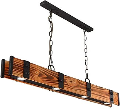 JIEZM Farmhouse elier Lighting Isla de cocina Lámpara colgante Eliers de madera rústica Comedor Lámpara colgante Lámpara colgante Retro Rectángulo de madera Colgante Elier lineal para comedor Bar