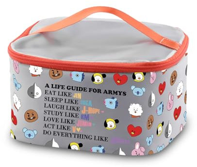 PXTIDY Korean Group Army Musical Cosmetic Bag Music Team Army Members Fans Gift Characters Makeup Organizer Bag
