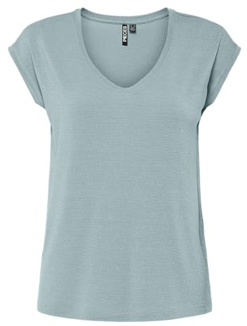 Pieces Pcbillo Tee Lurex Stripes Noos Bc, Cloud Blue, M