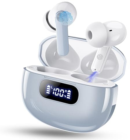 Bluetooth Kopfhörer, In Ear Kopfhörer Kabellos Bluetooth 5.3 mit 4 ENC Noise Cancelling Mic, 2025 Neue Kopfhörer Kabellos LED Anzeige, 48Std Earbuds, HiFi Stereo IP7 Wasserdicht Ohrhörer für Arbeit