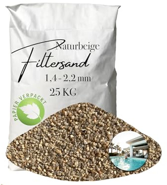 Aquagran 25 kg Filtersand Filterkies 1,4-2,2 mm Quarzsand Beiger Poolsand für Sandfilteranlage papierverpackt