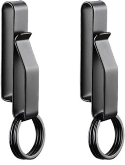 KGDUYC 2pcs Porte Clé Clip, Porte-Clés Tactique avec 4pcs Anneaux, en Acier Inoxydable pour Ceinture de Hommes Sécurité Mousqueton Ceinture Porte-Clés à Dégagement Rapide