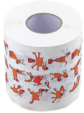 Décorations de Noël - Rouleau de papier toilette - Rouleau de papier toilette de Noël - Motif rennes - Serviette en papier sur le thème de Noël pour table à manger, maison, toilettes, salle de