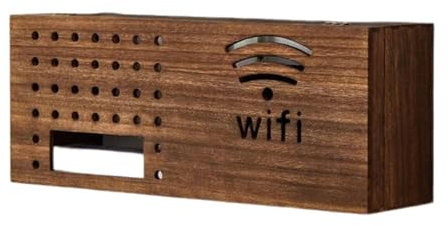 Generic Massivholz Router-Regal, Kabelmanagement, Wandmontage, ohne Bohren, 50x13x20cm, Braun, Wohnzimmer, Büro, Schreibtisch, Schlafzimmer