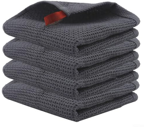 CNANRNANC 4 Pack Cotton Cleaning Cloths Highly Absorbent Soft Dish Cloths Quick Drying Bar Cleaning Kitchen Dish Cloth Towels Bar Mop Dishcloth Set