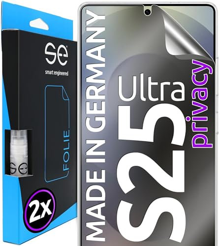 2x se® 3D SCHUTZFOLIE Privacy für Samsung Galaxy S25 Ultra, Anti-Spy, 100% Fingerabdruck & FaceID kompatibel, einfache blasenfreie Installation, Blickschutz, Stoß-Kratzfest TPU, aus Deutschland