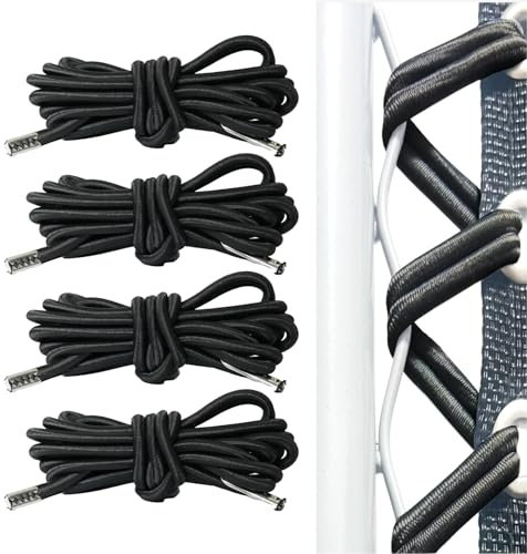FortuneGlobe 4 Pezzi Corda di Ricambio ELastico,Sedia a sdraio Giardino Esterno,Sedia a sdraio (Black)