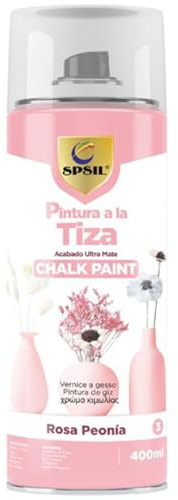 SPSIL Pintura a la Tiza Pastel en Spray color Rosa Peonia 400ml - Transformar Muebles y Proyectos de Carpintería - Interiores y Exteriores - Secado Rápido
