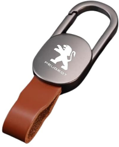 NHRGOKQC Porte-clés de Voiture Peugeot 205-1983-1998, Porte-clés en Cuir avec Logo, Porte-clés de Voiture en Cuir, Porte-clés de Plaque d'immatriculation personnalisé,B