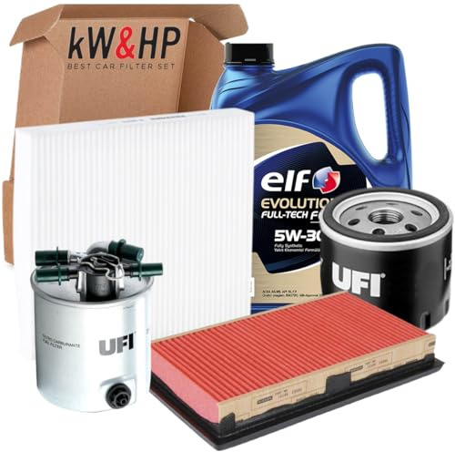 KIT TAGLIANDO 4 FILTRI + 5 LITRI OLIO MOTORE ORIGINALE 5W30 COMPATIBILE CON QASHQAI J10 1.5 DCI DIESEL (110 CV)
