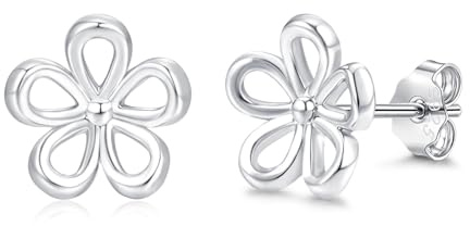 Loutade 925 Sterling Silber Blumen/Vierblättriger/Schwan Ohrstecker | Ohrringe Stecker mit Cubic Zirkonia, 8mm Kleine Funkelnd Knorpel Schlafen Ohrstecker, Ohrringe für Damen Mädchen