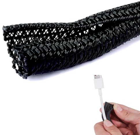 Gaine Câble Auto-Fermeture 6mm - Manchon de Câble de 3,1 m pour Gestion des Câbles - Idéal pour Ordinateurs, Appareils Électroniques et Automobiles - Couleur Blanche