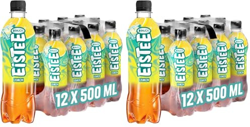 Rauch Eistee Lemon | Erfrischendster Eistee mit Zitronen Geschmack | Hergestellt aus hochwertigem Schwarztee und Hagebutte | Ideal für einen kalten Tee Genuss | 12x 500ml PET Flasche (Packung mit 2)