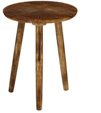 MICA Decorations Pomante Beistelltisch – Couchtisch aus Mangoholz – Auch als Plant Stands – Beistelltisch klein – 46 x 38 cm – Dunkelbraun