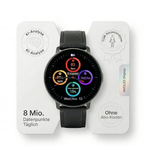 Watch2Care Vital Gesundheitsuhr mit KI Aktivitätstracker [Herzfrequenz- & Blutdruck-Trends, Schlafqualität, Schritte] misst 8 Millionen Datenpunkte pro Tag | Ganzheitliche Körperanalyse