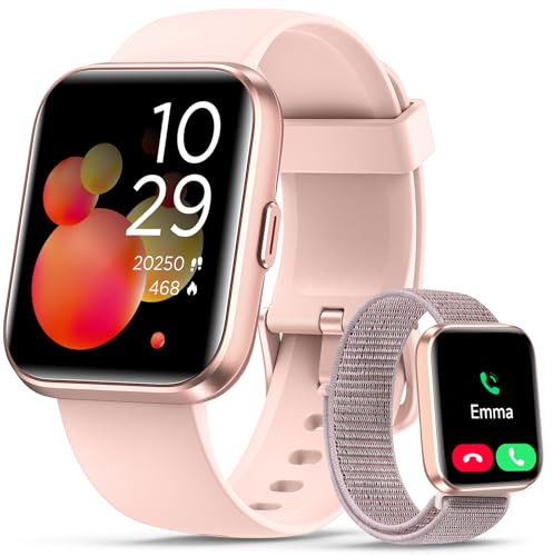 Quican Smart Watches for Women, Answer/Make Calls, Alexa Built-in,1.85 HD | Smart Watch for Android Phones & iPhone, 120+ Sport Modes Fitness Watch Tracker, Heart Rate/SpO2/Sleep Monitor, 3ATM,2 Straps