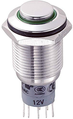 TRU COMPONENTS 701885 LAS2GQH-22ZE/G/12V/S/P Vandalismusgeschützter Druckschalter 250 V/AC 3 A 2 x Ein/Ein rastend Grün