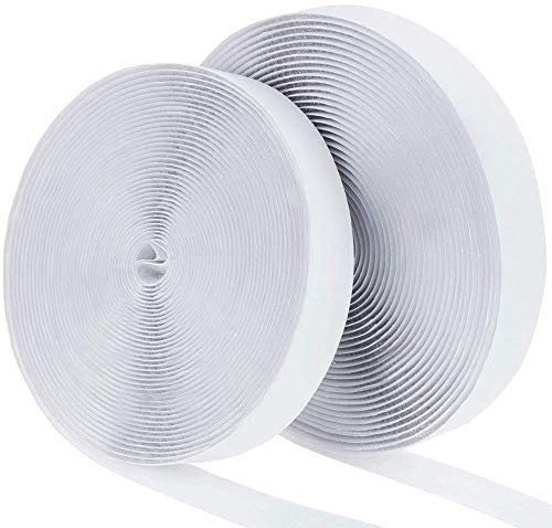 Faburo 8 Metros*20 mm Hook y Loop Bandas Autoadhesivo x 2, Adhesivo Doble Cara Fuerte x 2, de vuelta Auto adhesivo cinta rollo, para Organizar Escritorios, Alfombras, Marcos de Cuadros o DIY, etc