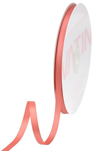 VATIN 6mm Double Faced Light Coral Polyester Satin Ribbon - 45 Metre for Gift Wrapping Ornaments Party Favor Braids Baby Shower Decoration Floral Arrangement Craft Supplies