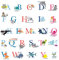DECOWALL DS-8040 A-Z Ozean Alphabet Wandtattoo Wandsticker Wandaufkleber Wanddeko für Wohnzimmer Schlafzimmer Kinderzimmer(Klein)
