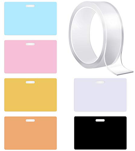 Zonon 6 Pieces X-Ray Marker Holders Assorted Colors PVC with Nano Adhesive Tape, ID Card Name Tag Badge Holder for Doctors Nurses Workers