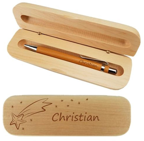 laser-diele Kugelschreiber mit Gravur in Personalisierter Geschenkbox - Schreibset mit Gravur - Kugelschreiber personalisiert (Sternschnuppe)