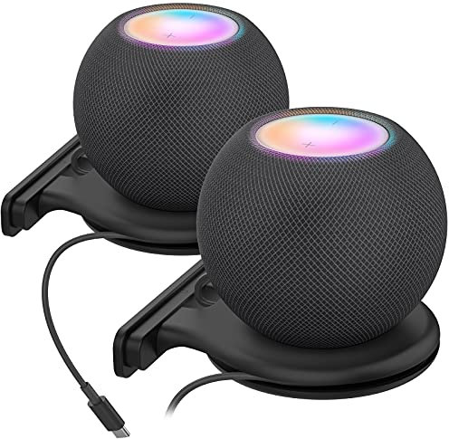 AHASTYLE HomePod Mini Wall Mount ABS Stand Holder with Cable Management Accessories for Apple HomePod Mini with Screws Space-saving for Kitchen, Bathroom and Bedroom (Black-2pcs)