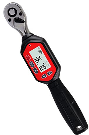 VPOER Digital Torque Wrench 3/8-inch Drive, 1.33-44.25 ft-lbs (1.8-60 Nm) (16-531 inch Pound) with Buzzer & LED, Calibrated (VTWM-60), Red