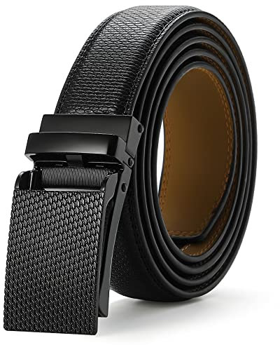 Nelbons Cintura da Uomo in Pelle con Fibbia Moda Cintura a Cricchetto 30mm 1 1/8, Cintura di