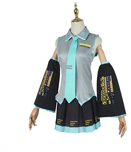 PUYYDS Vocaloid Miku Cosplay Perücke Kostüm Japan Midikleid Anfänger Zukunft Miku Cosplay weiblich Halloween Damenkostüm Herrengröße, XL