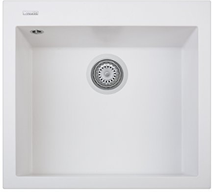 Plados Fregadero de cuarzo de cocina empotrado ON5610 de una sola cubeta de 56 cm - Blanco leche