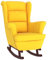 vidaXL Schaukelstuhl mit Massivholz-Gummibeinen Relaxstuhl Schaukelsessel Schwingsessel Relaxsessel Schwingstuhl Polstersessel Sessel Gelb Samt
