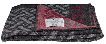 ÖJBRO VANTFABRIK Futhark gewebte Wolldecke 90x130 cm Russ/grau/rot 100% Schafwolle Strick-Plaid Tagesdecke Schossdecke Quilt warm weich - Hergestellt in Schweden