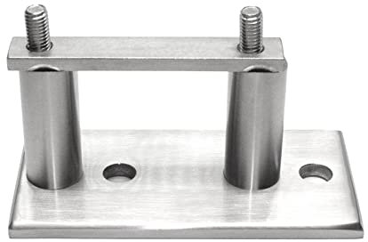 PRIOstahl Pfostenträger Pfostenhalter Wandanker Wandflansch Handlauf Bodenanker x 1 Halter Rechteck Anschluss: 42,4 mm für Pfosten Geländerpfosten Rohr Terrasse Wandanschluss aus Edelstahl V2A