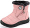 Gaatpot Stivali da Neve Ragazzi Ragazze Scarpe Invernali Bambini Fodera Calda Stivali Piatto Impermeabili Stivaletti Morbide Antiscivolo Rosa#2 34 EU = 35 CN