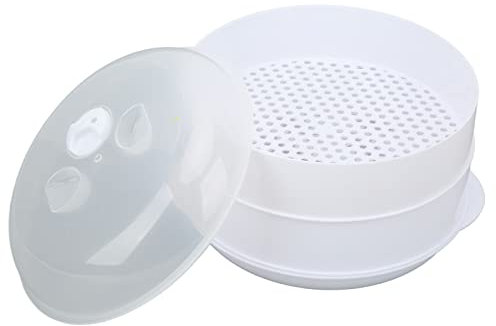 Vaporera para Microondas, Vaporera Multiusos Ahorro de Tiempo para Bollos Al Vapor para el Hogar(Capa Doble Media)