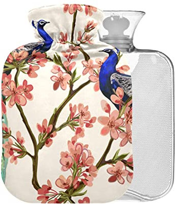 Peacocks Wärmflasche ohne BAP, mit Bezug, 2 l, großer Warmwasserbeutel zur Schmerzlinderung, Rückenschmerzen, Heiß- und Kältetherapie