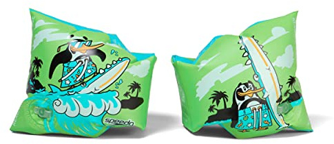 Speedo Brazaletes Estampados de Personajes Infantiles | Bandas de Brazo de natación | Aprende a Nadar | Flotadores, Verde/Azul, 2-6 años