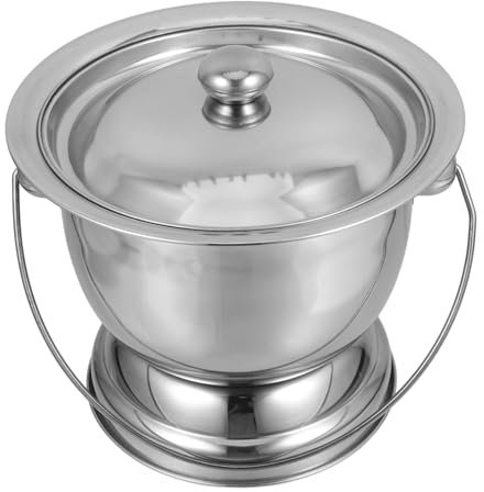 TOPBATHY Edelstahl Nachttopf Für Erwachsene Und Junge Mädchen Tragbarer Hygienischer Urinbehälter Mit Deckel Für Senioren Schwangere Und Behinderte Langlebig Und Platzsparend Für