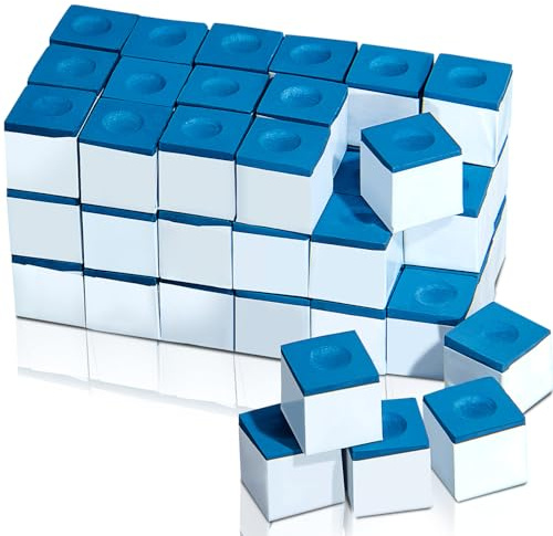 Junkin 72 Pcs Pool Chalk Cubes for Billiard Cue Sticks, Blue