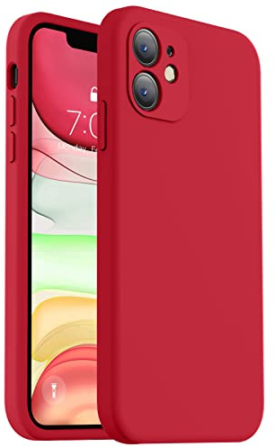 Vooii Compatible with iPhone 11 Case, Upgraded Liquid Silicone with [Flat Edges] [Camera Protection] [Fit for Battery Charger Cases] Phone Case for iPhone 11 6.1 inch - Red