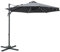 Outsunny 3(m) Cantilever Roma Parasol Patio Sun Umbrella with Crank & Tilt LED Solar Light Cross Base 360° Rotating Outdoor, Dark Grey